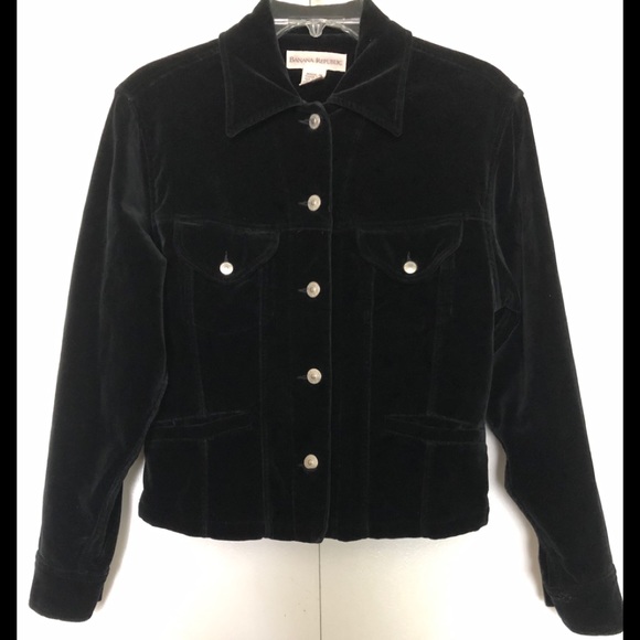 Banana Republic Velour Blazer Jacket Sz S🌹Metallic Buttons🌹98% Cotton🌹Pockets - Picture 10 of 12